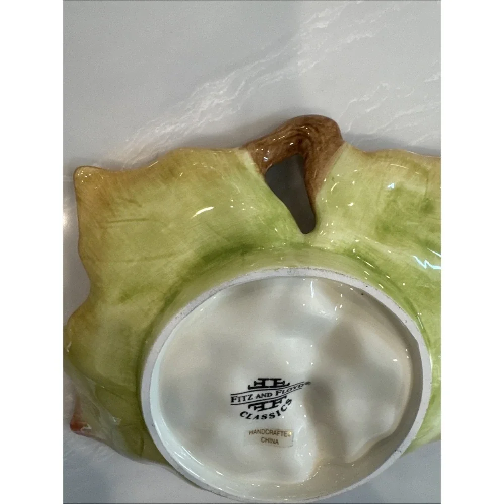 Fitz & Floyd Grapes Leaf Embossed Nut Candy Trinket Dish NOB
